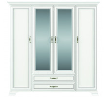 Четырехстворчатый шкаф для одежды с зеркалом Тиффани 4D2S крем вудлайн