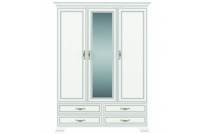 Трехстворчатый шкаф для одежды с зеркалом Тиффани 3D4S крем вудлайн