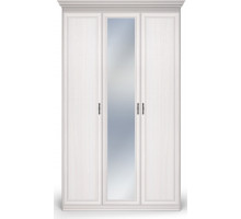 Шкаф 3-х дверный с глухой и зеркальной дверью Неаполь Ясень анкор светлый (патина "серебро")