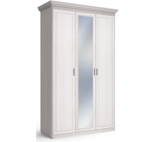 Шкаф 3-х дверный с глухой и зеркальной дверью Неаполь Ясень анкор светлый (патина "серебро")