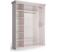 Шкаф 4-х дверный зеркальный Неаполь Ясень анкор светлый (патина "серебро")