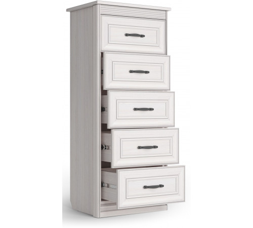 Комод Высокий Неаполь Ясень анкор светлый (патина "серебро")