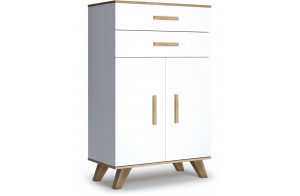 Шкаф низкий Вега Скандинавия (глянец, белый + дуб каньон)