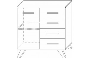 Комод 900 Вега Скандинавия (глянец, белый + дуб каньон)