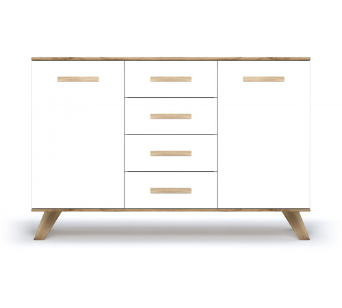 Большой комод Вега Скандинавия "Комодино" (глянец, белый + дуб каньон)