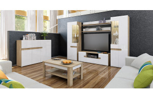 Модульная мебель для гостиной Леонардо белый полуглянец композиция 3