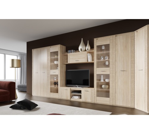 Гостиная Элана от МебельГрад, комплектация 3, цвет Бодега белая