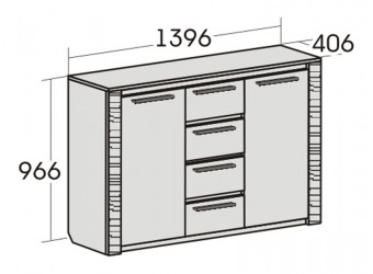 Широкий комод 1400 Элана, цвет Бодега белая