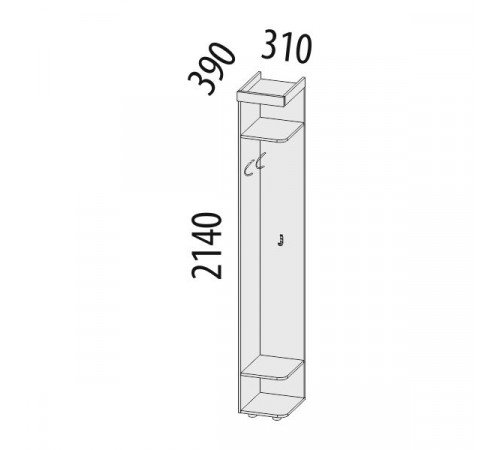 Угловой стеллаж-вешалка Мэри 39.15 правая