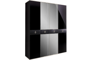 Четырехстворчатый шкаф для одежды с зеркалом Rimini Solo РМШ1/4 (s) (черный)