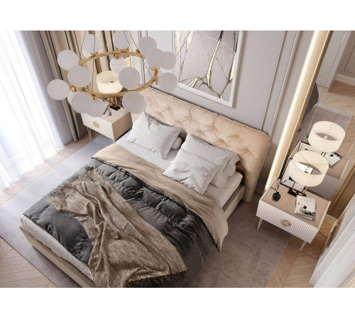 Двуспальная кровать с подъемным механизмом BOGEMIA (жемчуг)