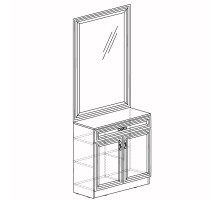 Тумба с зеркалом для прихожей Лира 59 светлая